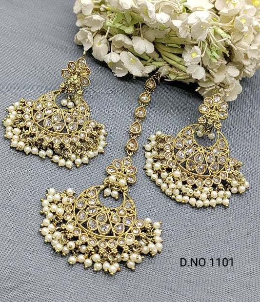 Polki Mehandi Earring & Tica Sku 1101 rchiecreation