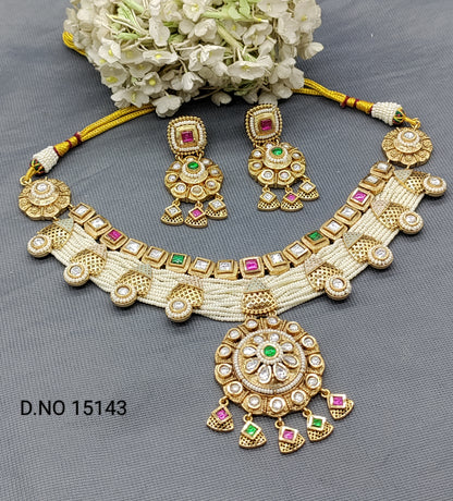 Antique Golden Necklace Sku 15143 rchiecreation