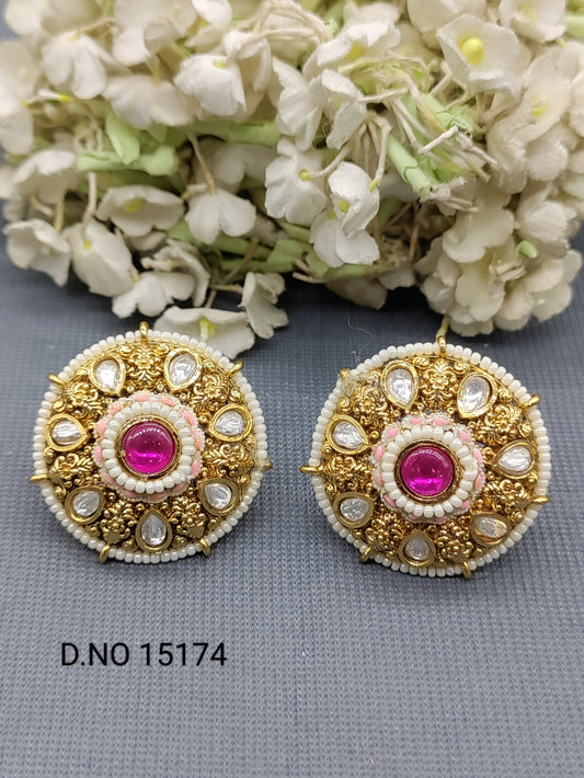 Antique Golden Tops & Stud Earring Sku 15174 rchiecreation