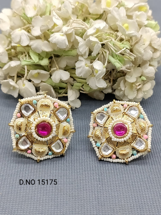 Antique Golden Top & Stud Earring Sku 15175 rchiecreation