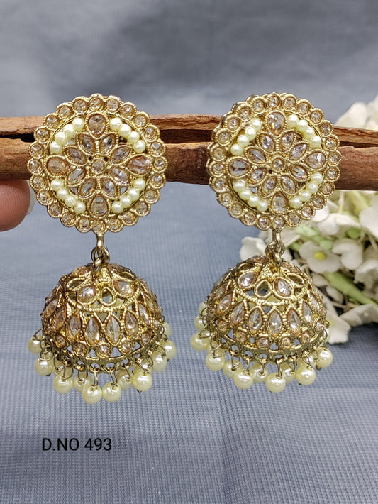 Polki Mehandi Jhumki Earring Sku 493-A rchiecreation