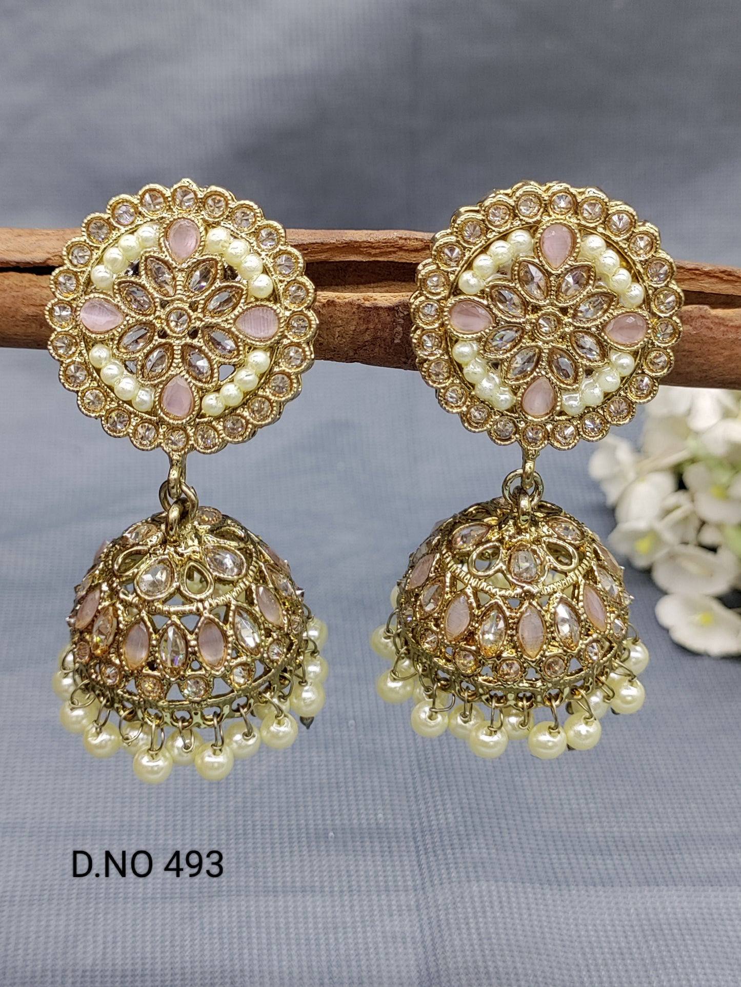 Polki Mehandi Jhumki Earring Sku 493 rchiecreation