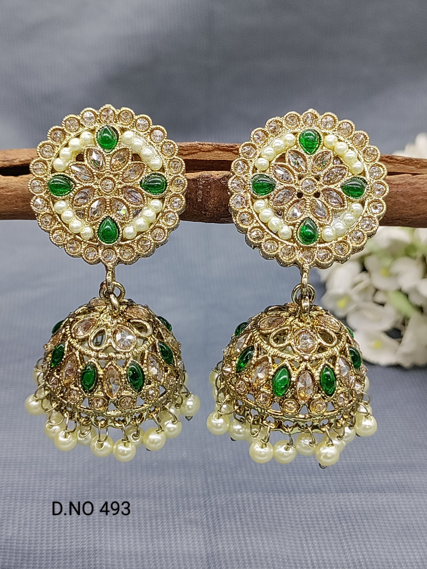 Polki Mehandi Jhumki Earring Sku 493 rchiecreation