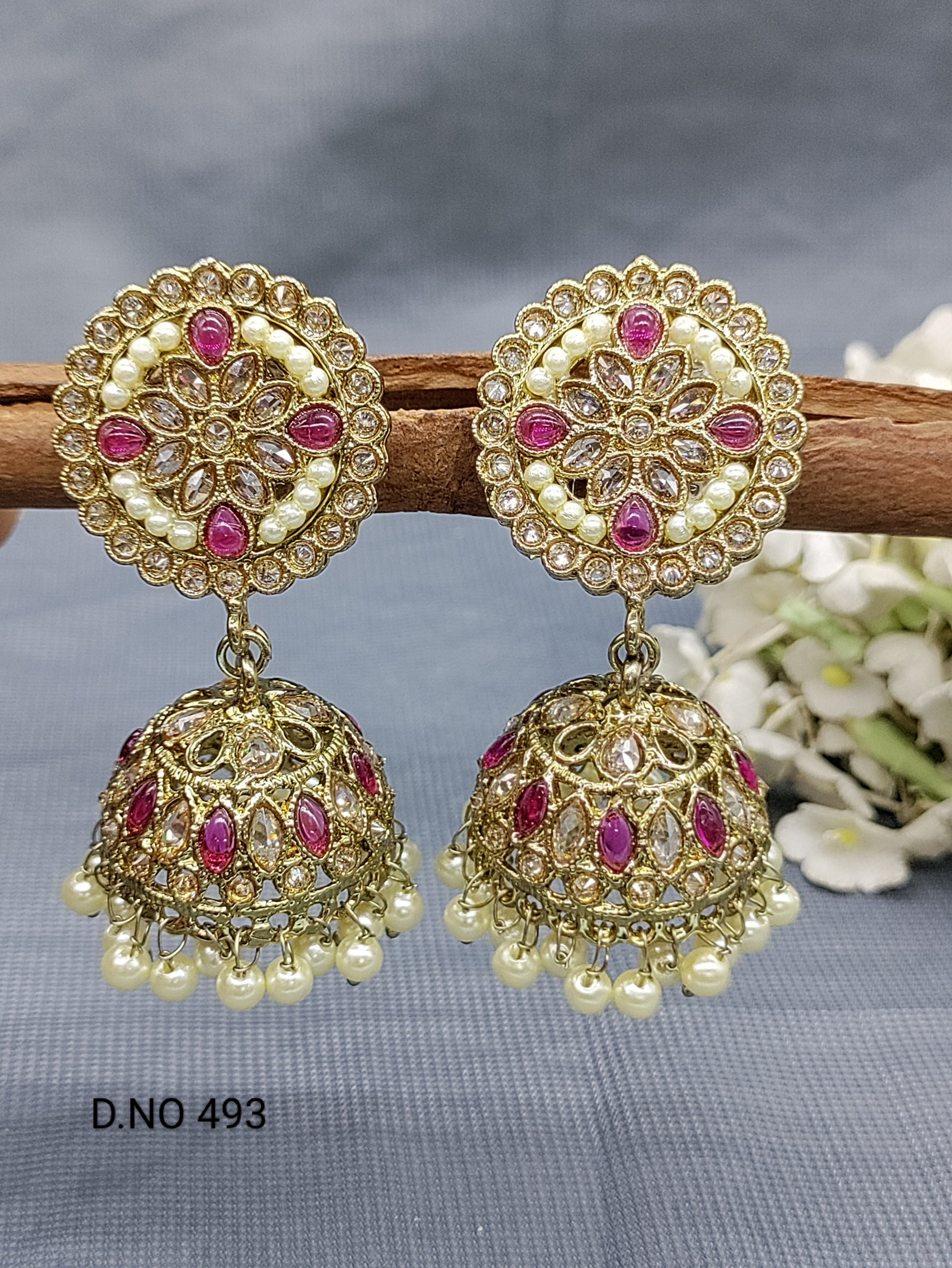 Polki Mehandi Jhumki Earring Sku 493 rchiecreation