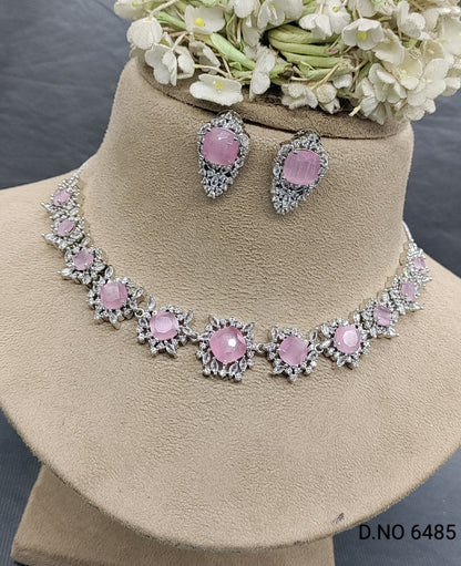 Cz ad Rodium Necklace Set Sku 6485 rchiecreation