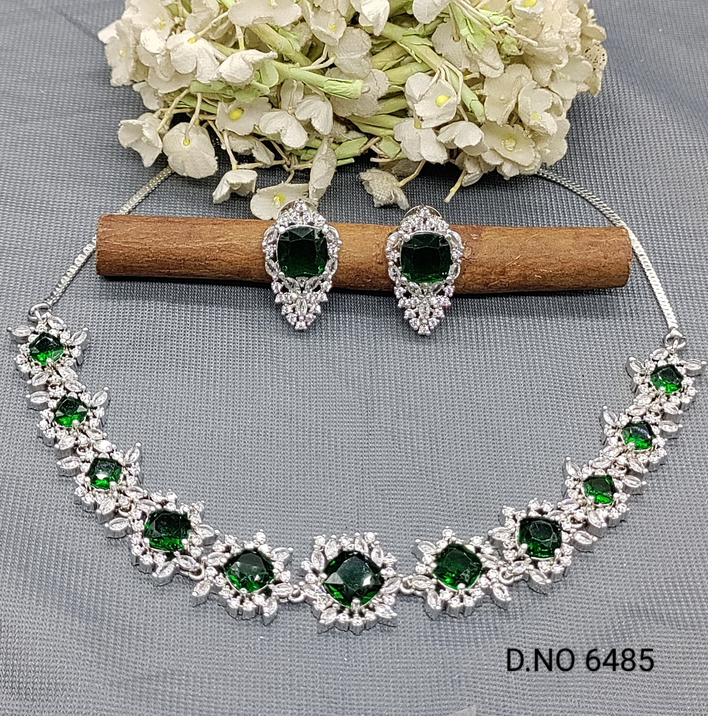 Cz ad Rodium Necklace Set Sku 6485 rchiecreation