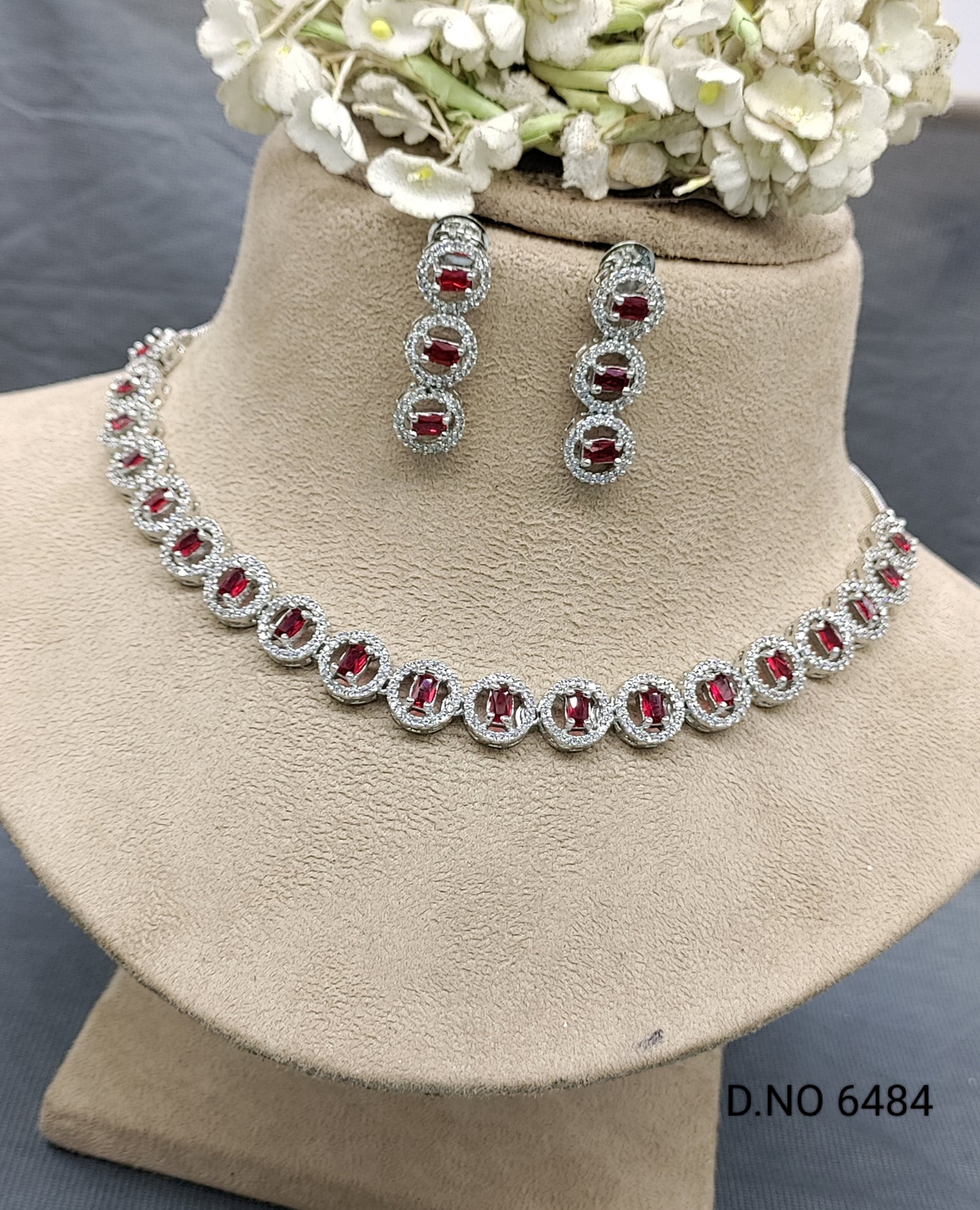 Cz Ad Rodium Necklace Set Sku 6484 rchiecreation