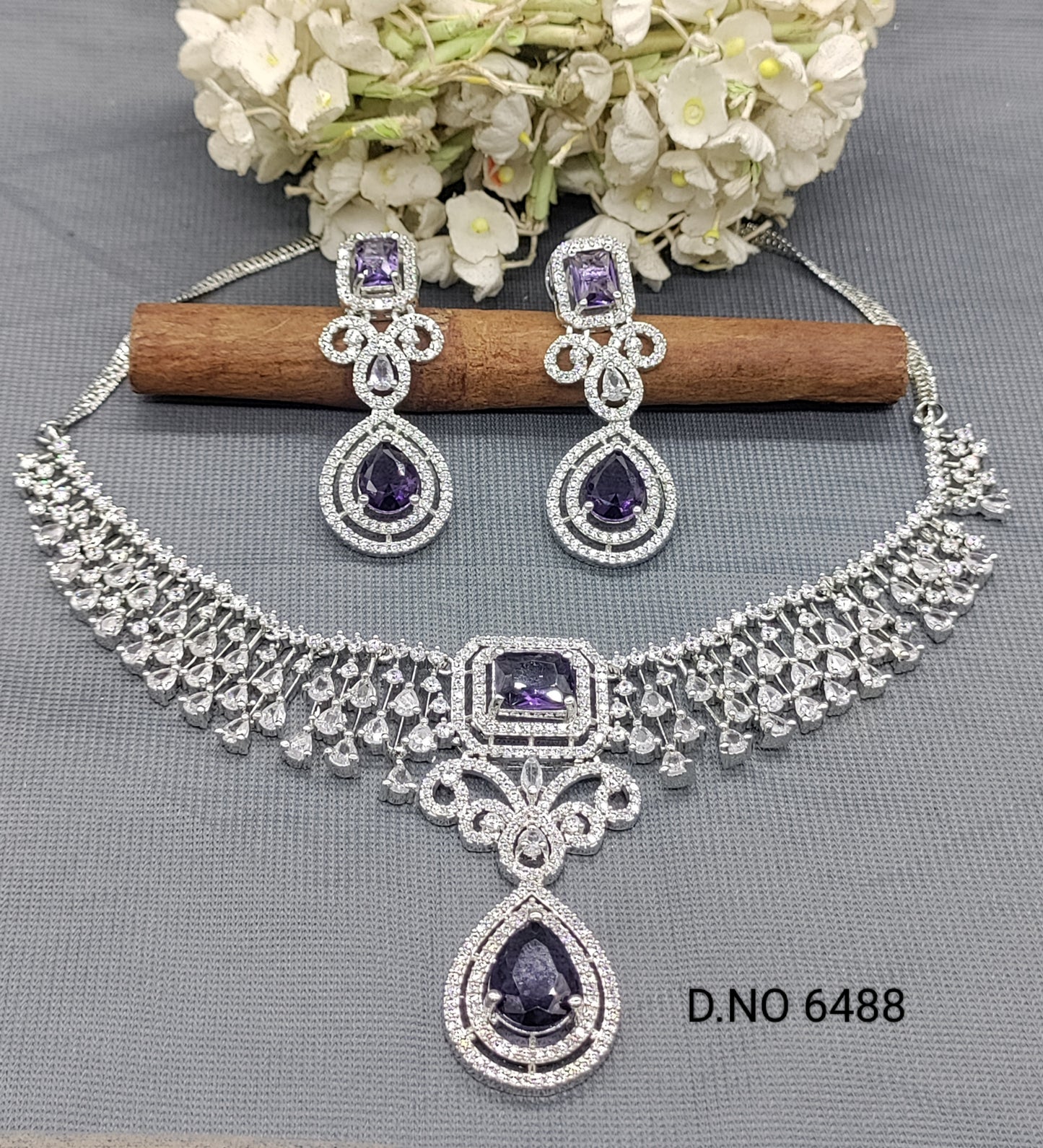 Cz Ad Rodium Necklace Set Sku 6488 rchiecreation