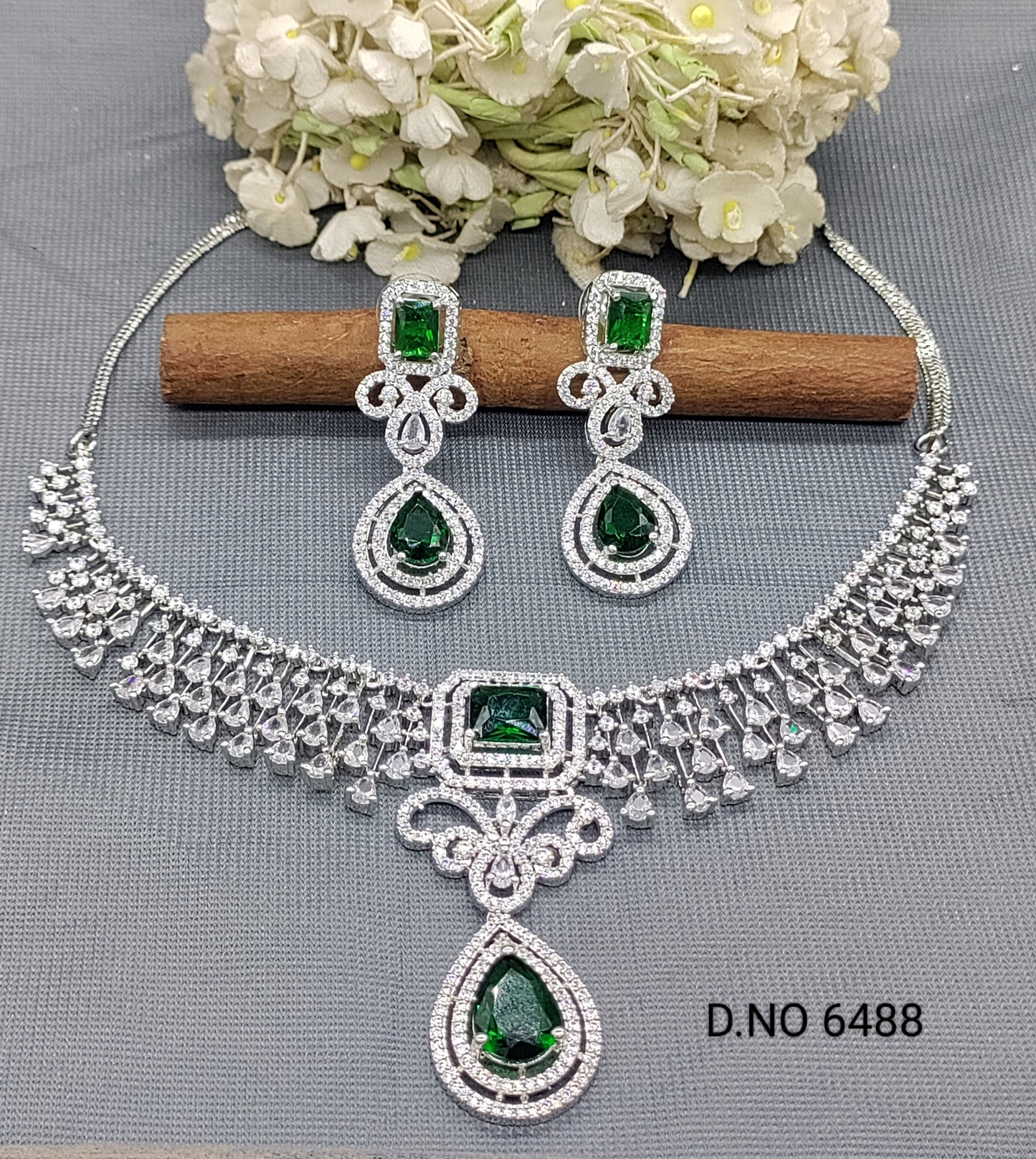 Cz Ad Rodium Necklace Set Sku 6488 rchiecreation