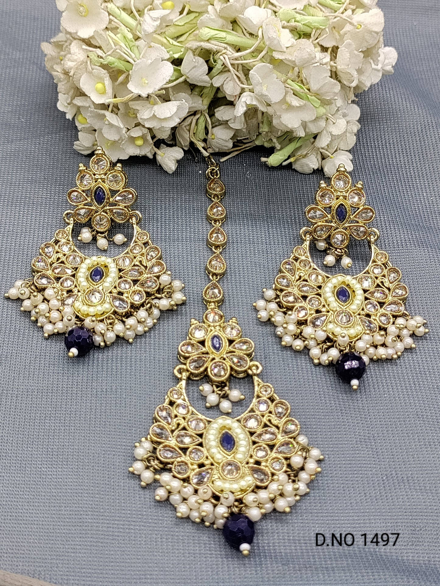 Polki Earring And Tica Mehandi Sku 1497 rchiecreation