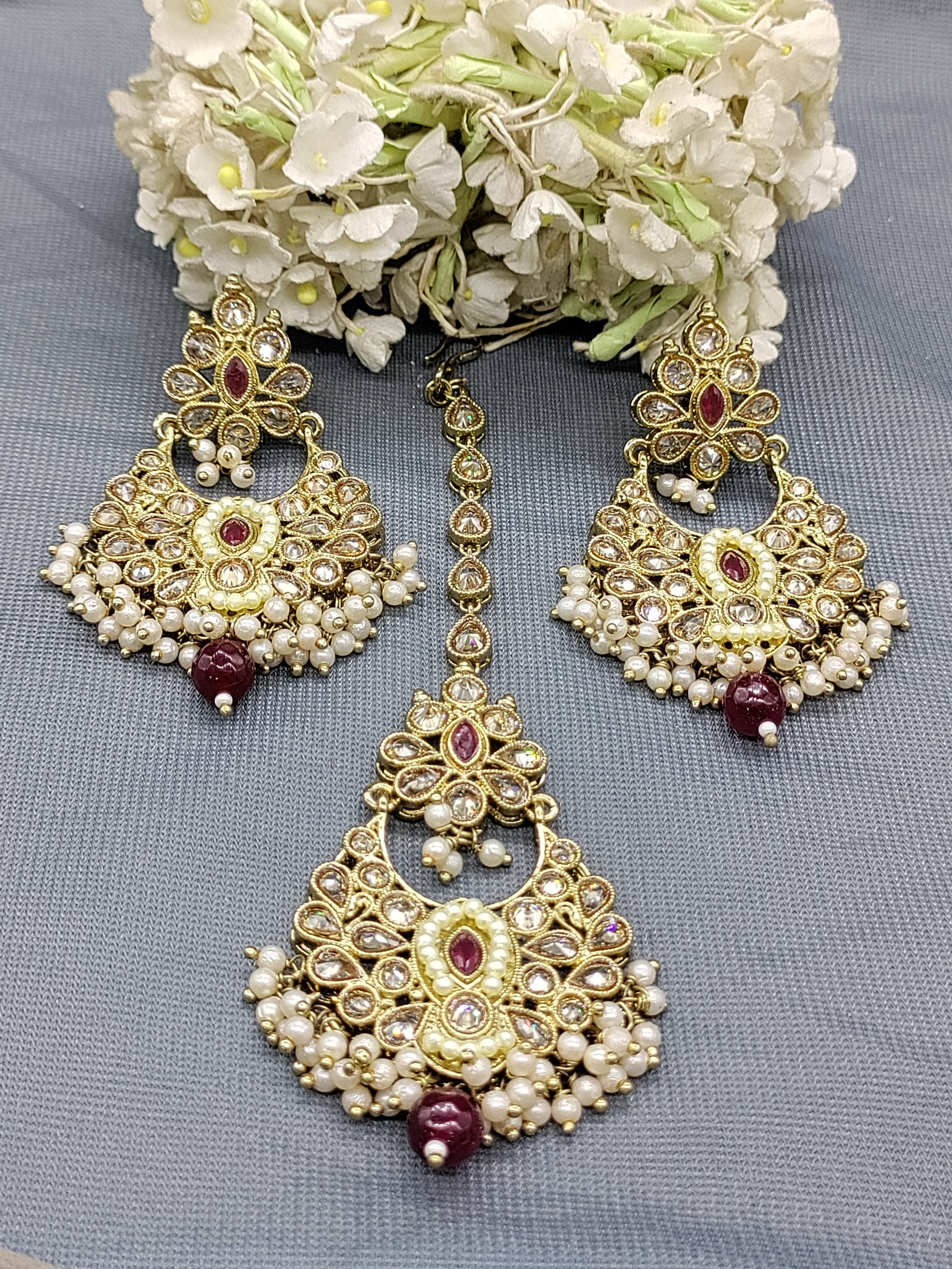 Polki Earring And Tica Mehandi Sku 1497 rchiecreation