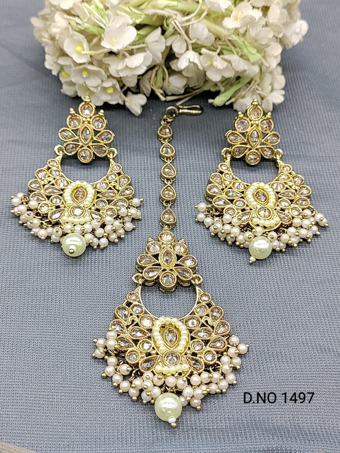 Polki Earring And Tica Mehandi Sku 1497 rchiecreation