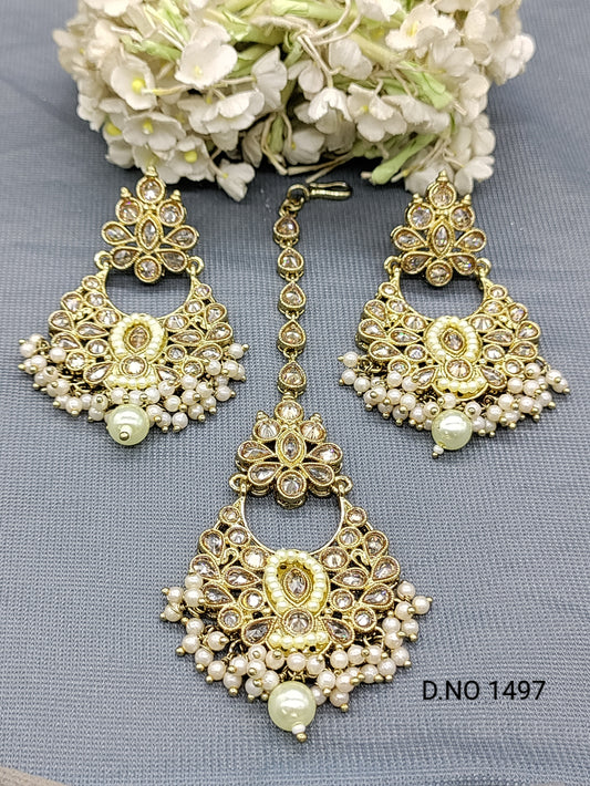 Polki Earring And Tica Mehandi Sku 1497 rchiecreation