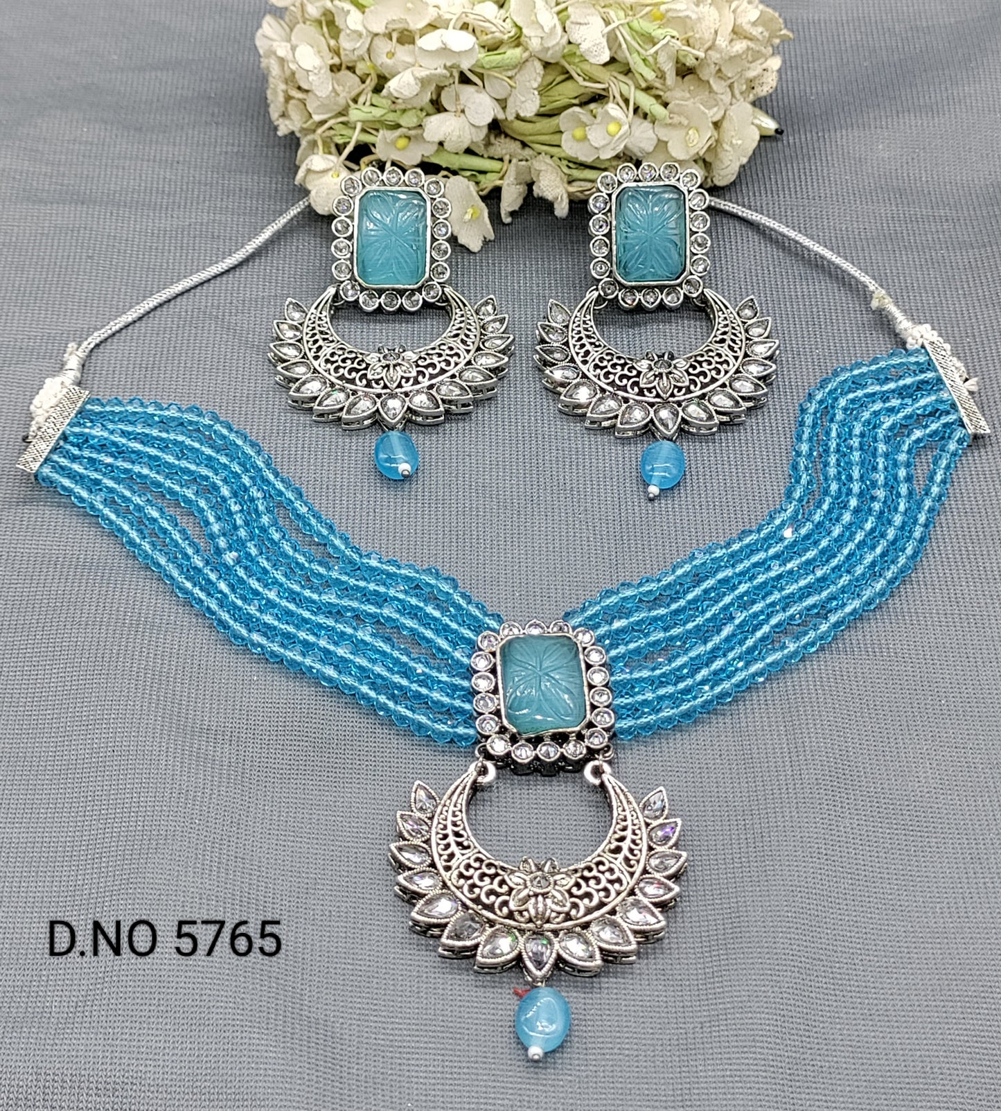 Polki Victorian Necklace Set Sku 5765 rchiecreation