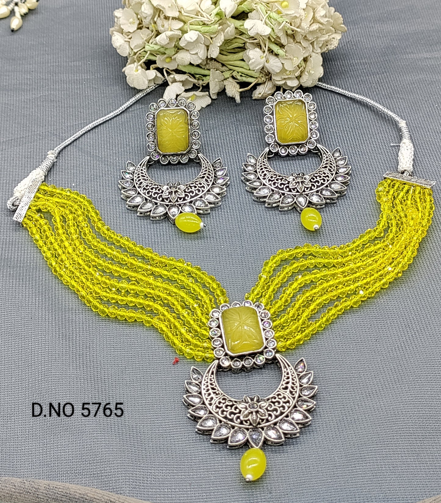 Polki Victorian Necklace Set Sku 5765 rchiecreation