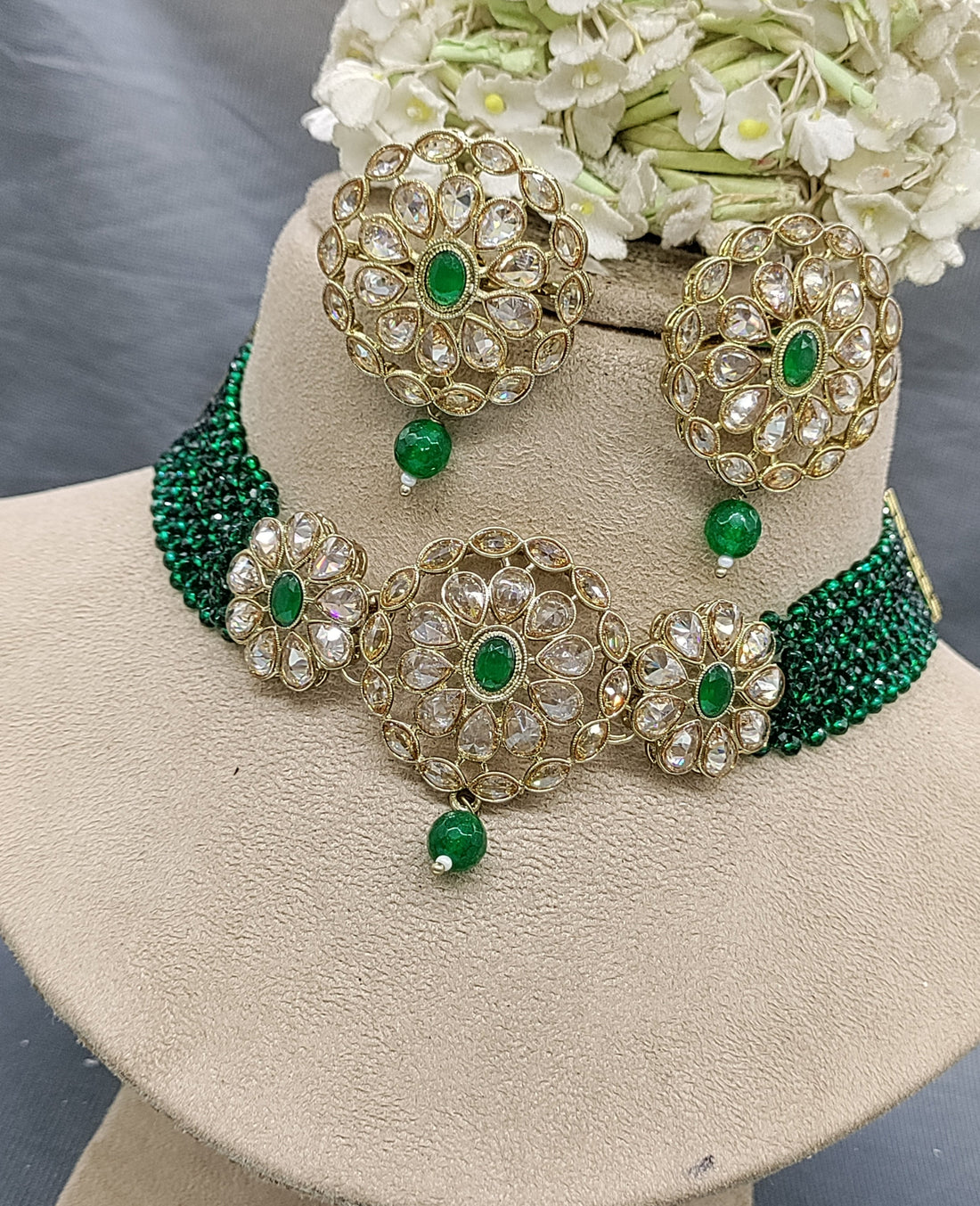 Choker Necklace Mehandi Set Sku 1639 B2 rchiecreation