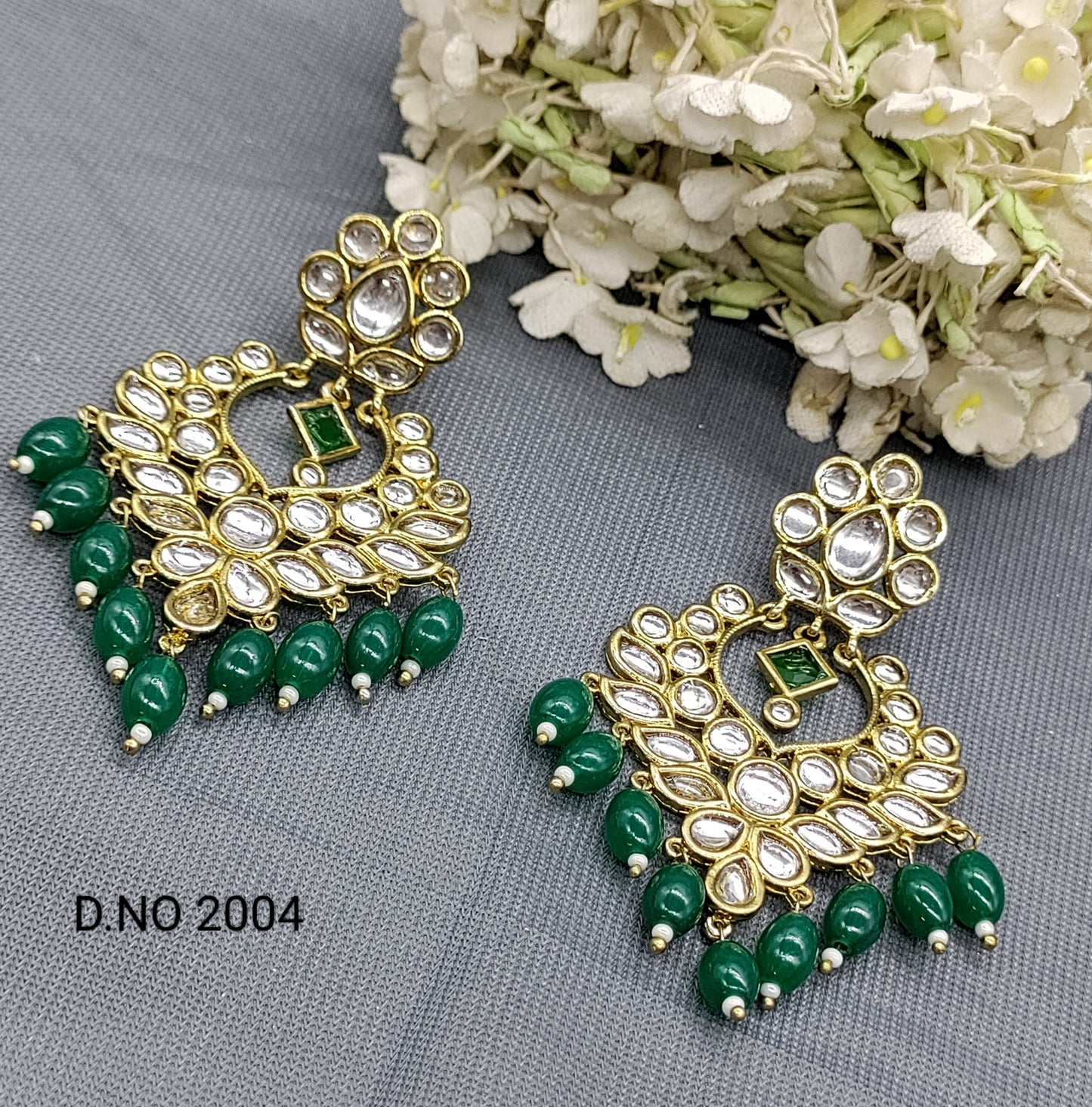 Kundan Mehandi Earring Sku 2004 rchiecreation