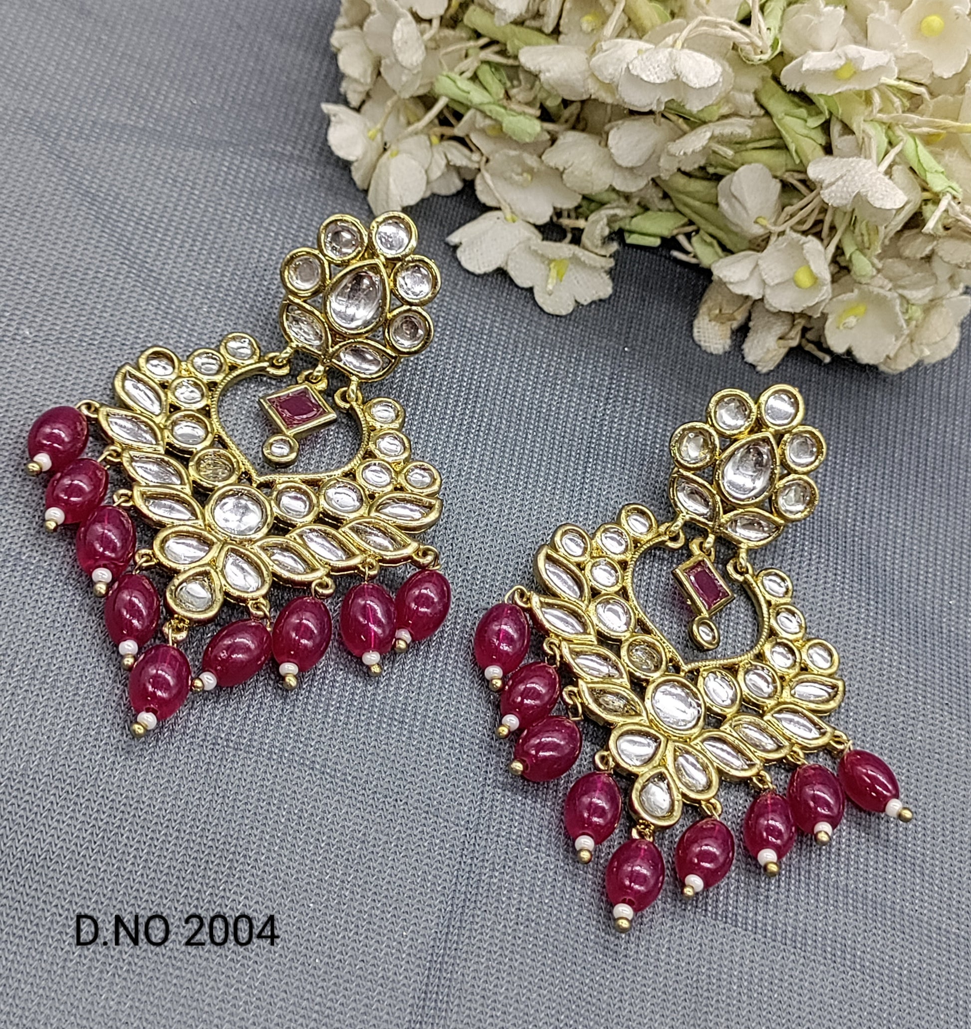 Kundan Mehandi Earring Sku 2004 rchiecreation