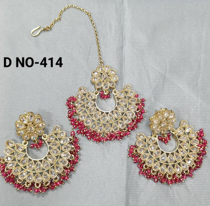 Polki Mehandi Earing+Tika Sku-414 E1 rchiecreation