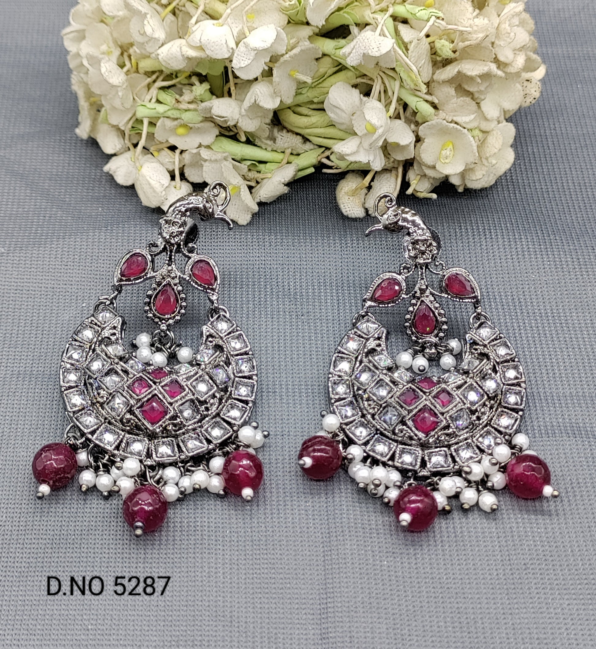 Polki Victorian Earrings Sku 5287 rchiecreation