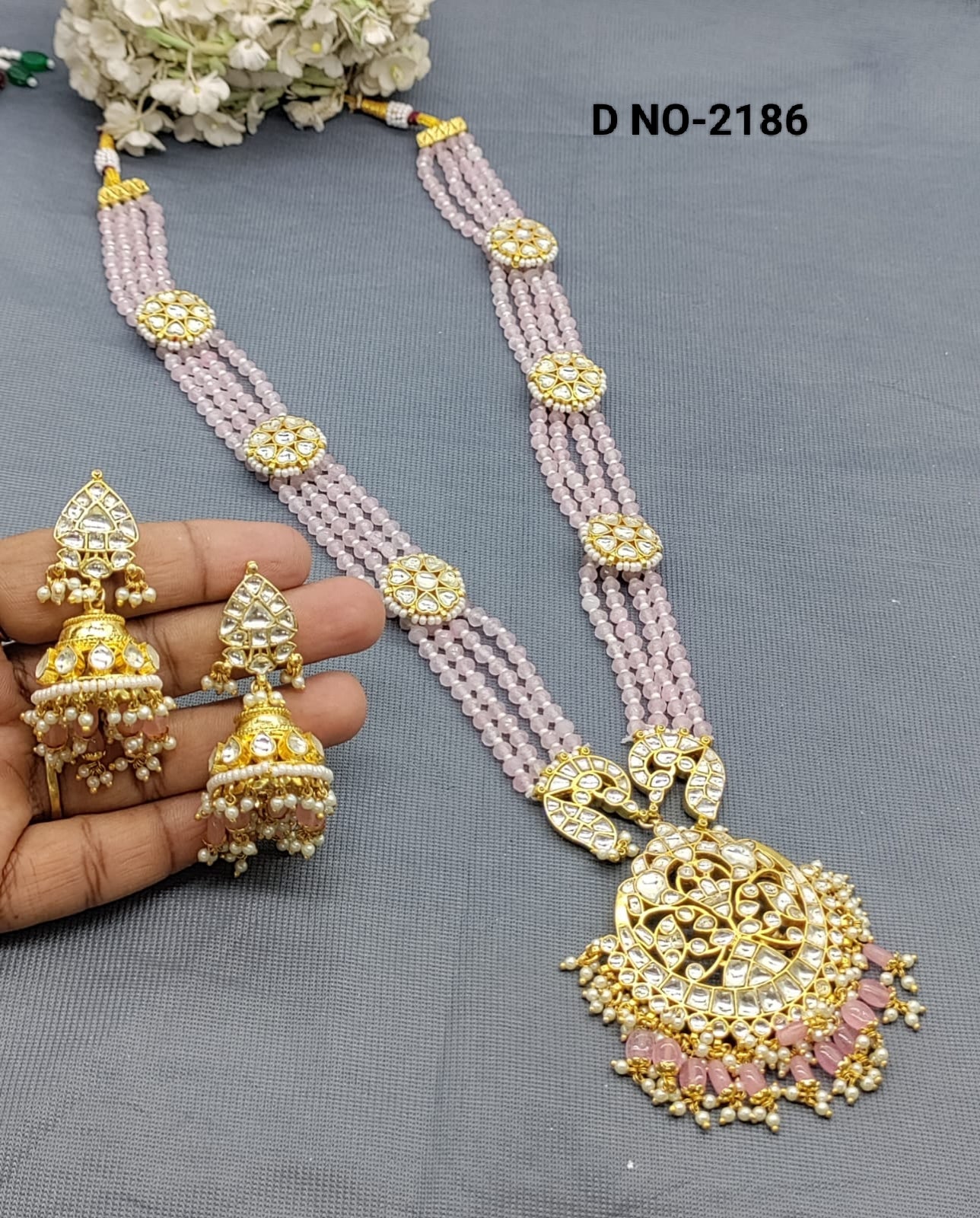 Paachi kundan Long Necklace Set Sku 2186 rchiecreation