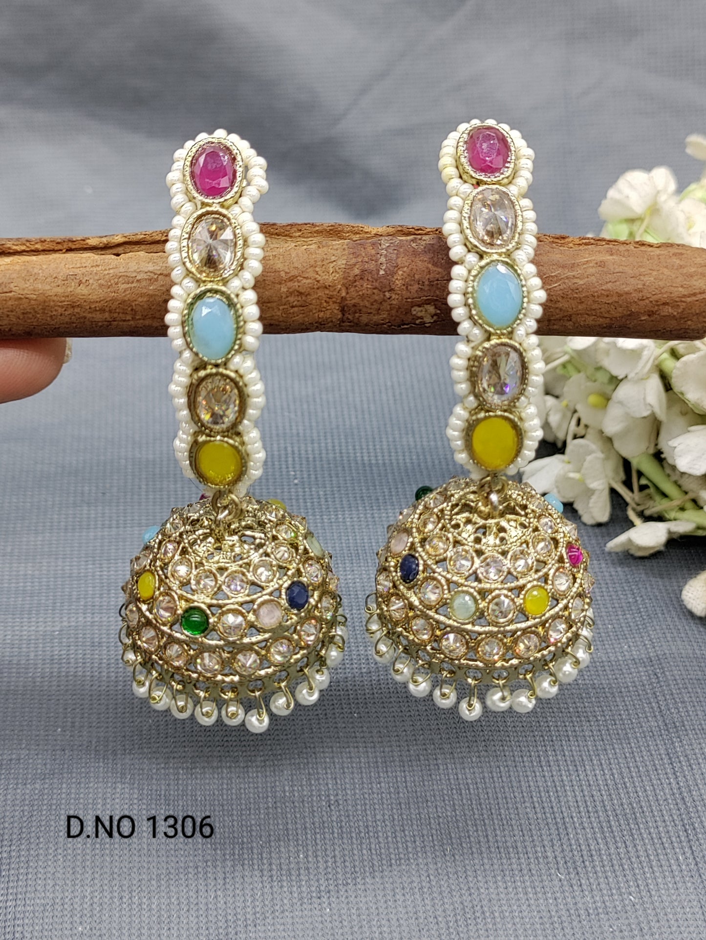 Polki Mehandi Earring Sku-1306 A4 rchiecreation