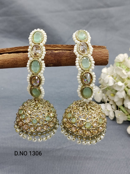 Polki Mehandi Earring Sku-1306 A4 rchiecreation