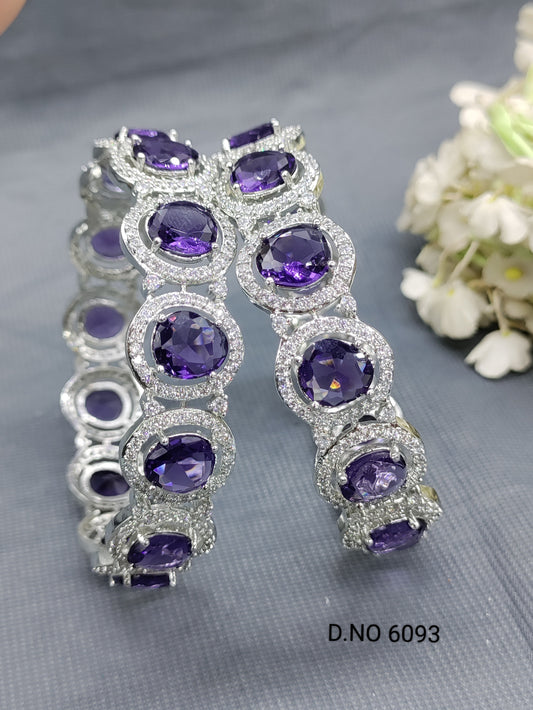 Cz Ad Rodium Purple Bangles Sku 6093 rchiecreation