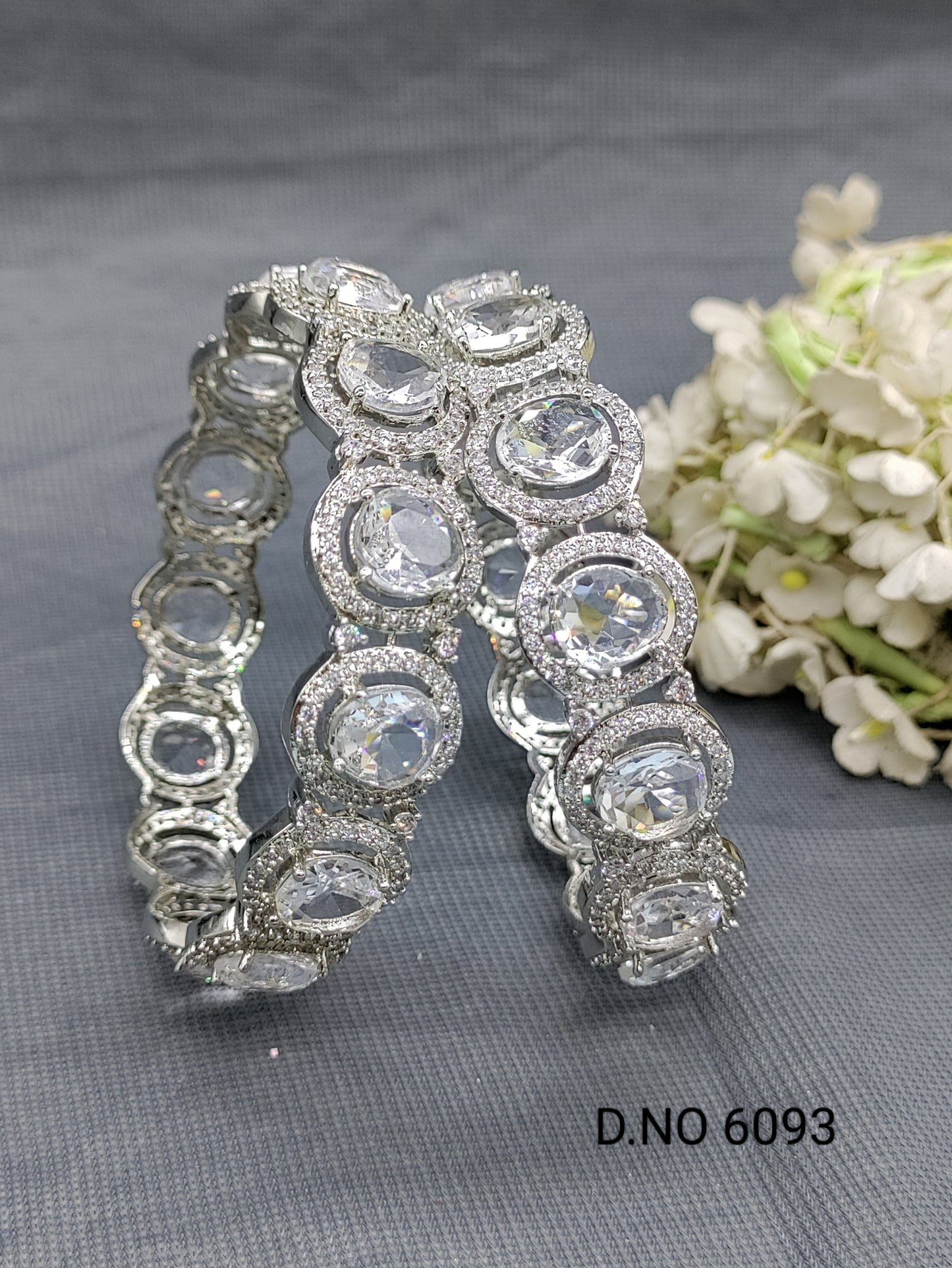 Cz Ad Rodium Bangles Sku 6093 rchiecreation