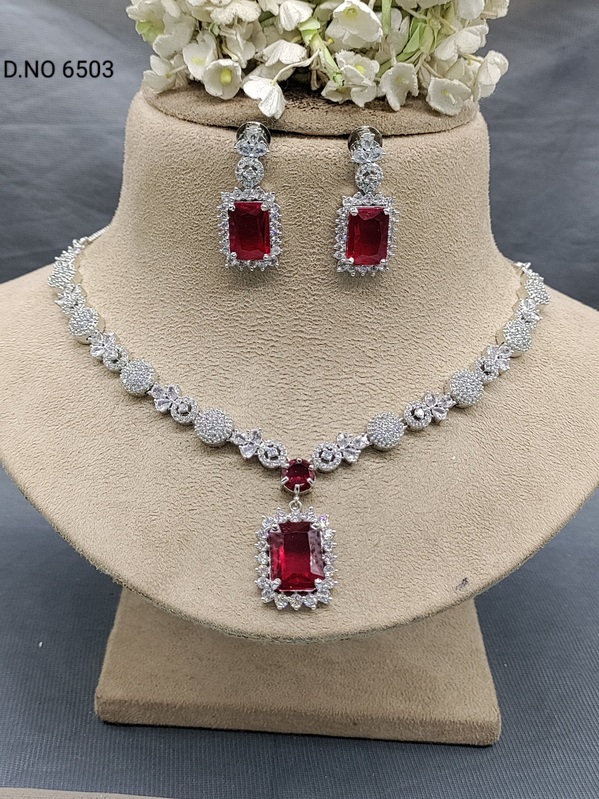 Cz Ad Rodium Necklace Set Sku 6503 rchiecreation