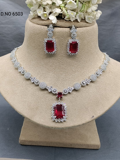 Cz Ad Rodium Necklace Set Sku 6503 rchiecreation