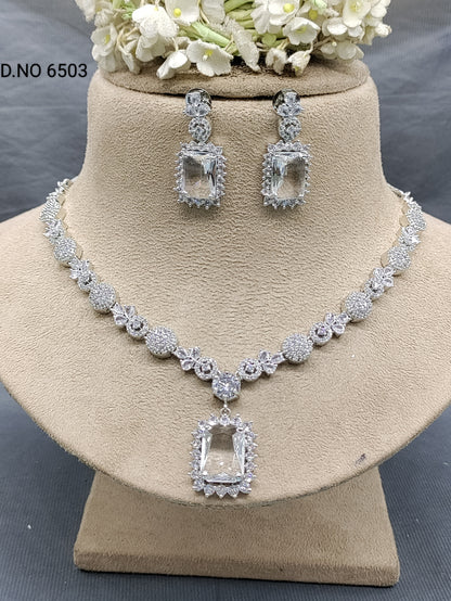 Cz Ad Rodium Necklace Set Sku 6503 rchiecreation