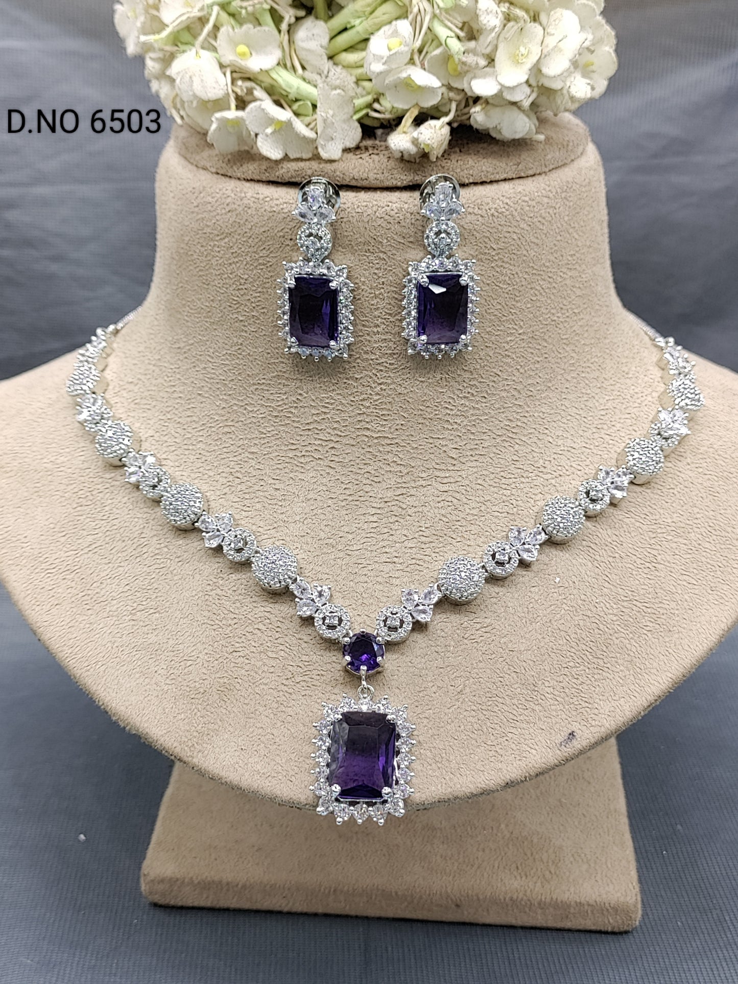 Cz Ad Rodium Necklace Set Sku 6503 rchiecreation