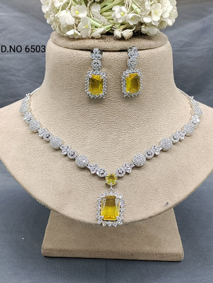 Cz Ad Rodium Necklace Set Sku 6503 rchiecreation