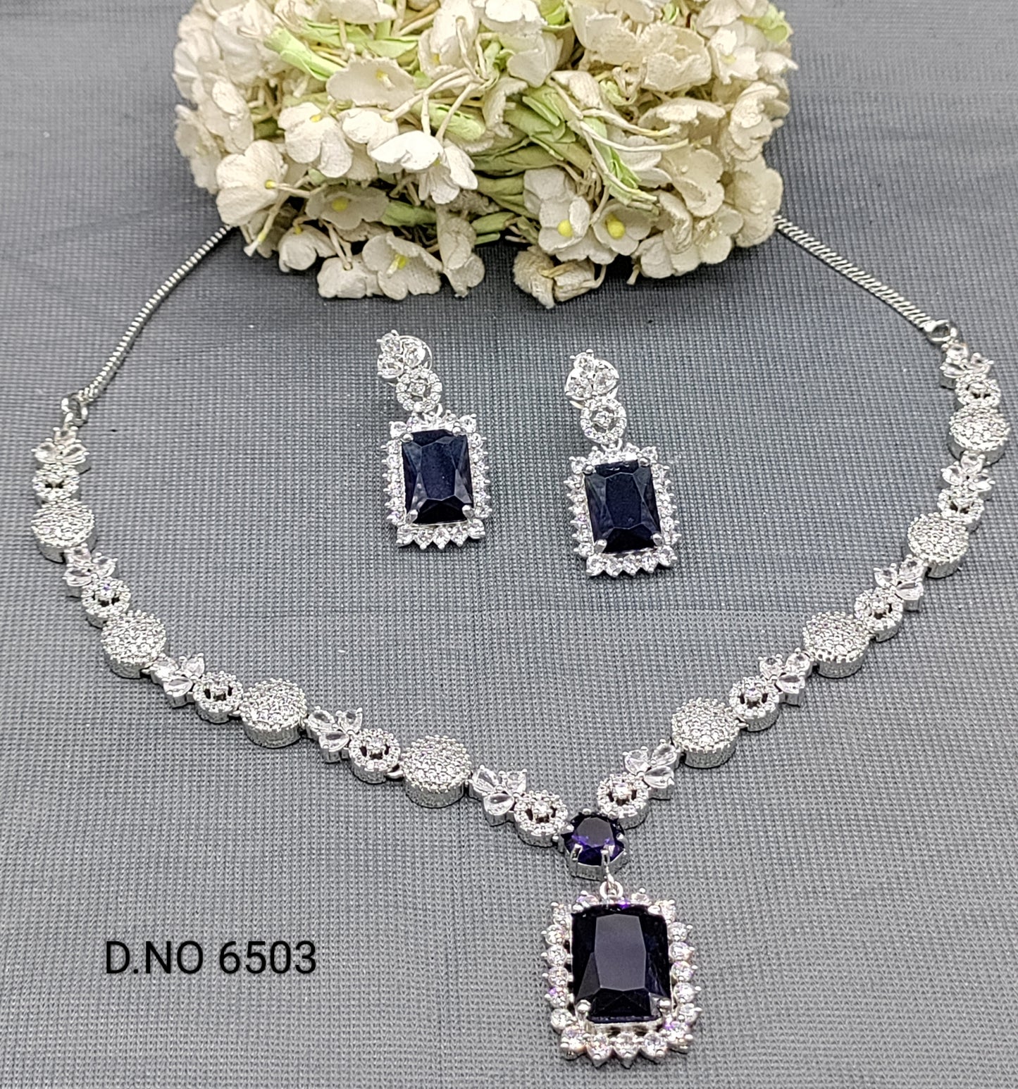 Cz Ad Rodium Necklace Set Sku 6503 rchiecreation