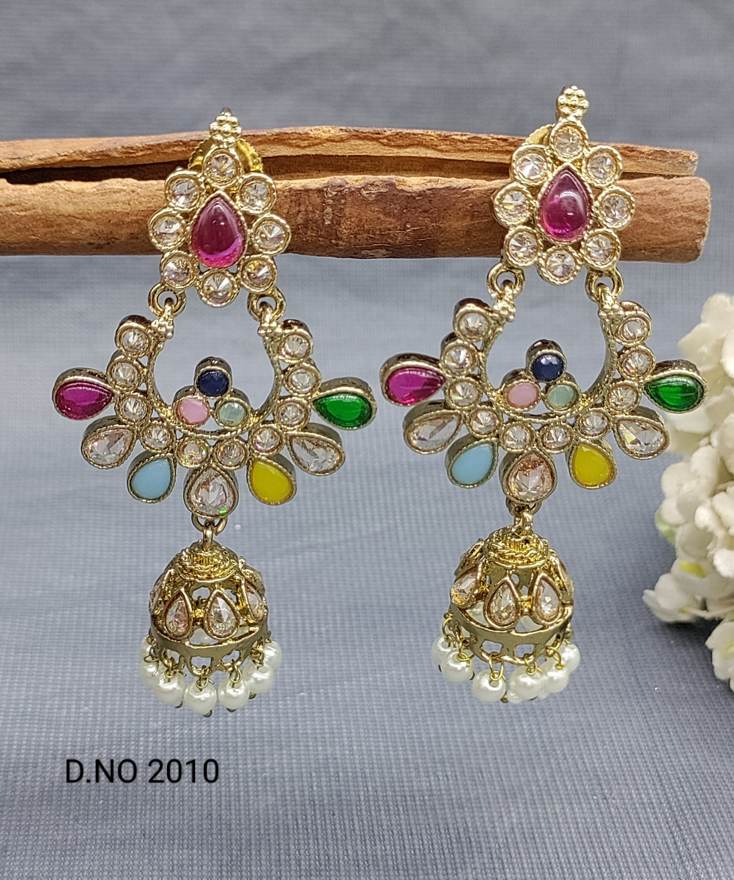 Polki Mehandi Jumki Earring Sku 2010 rchiecreation