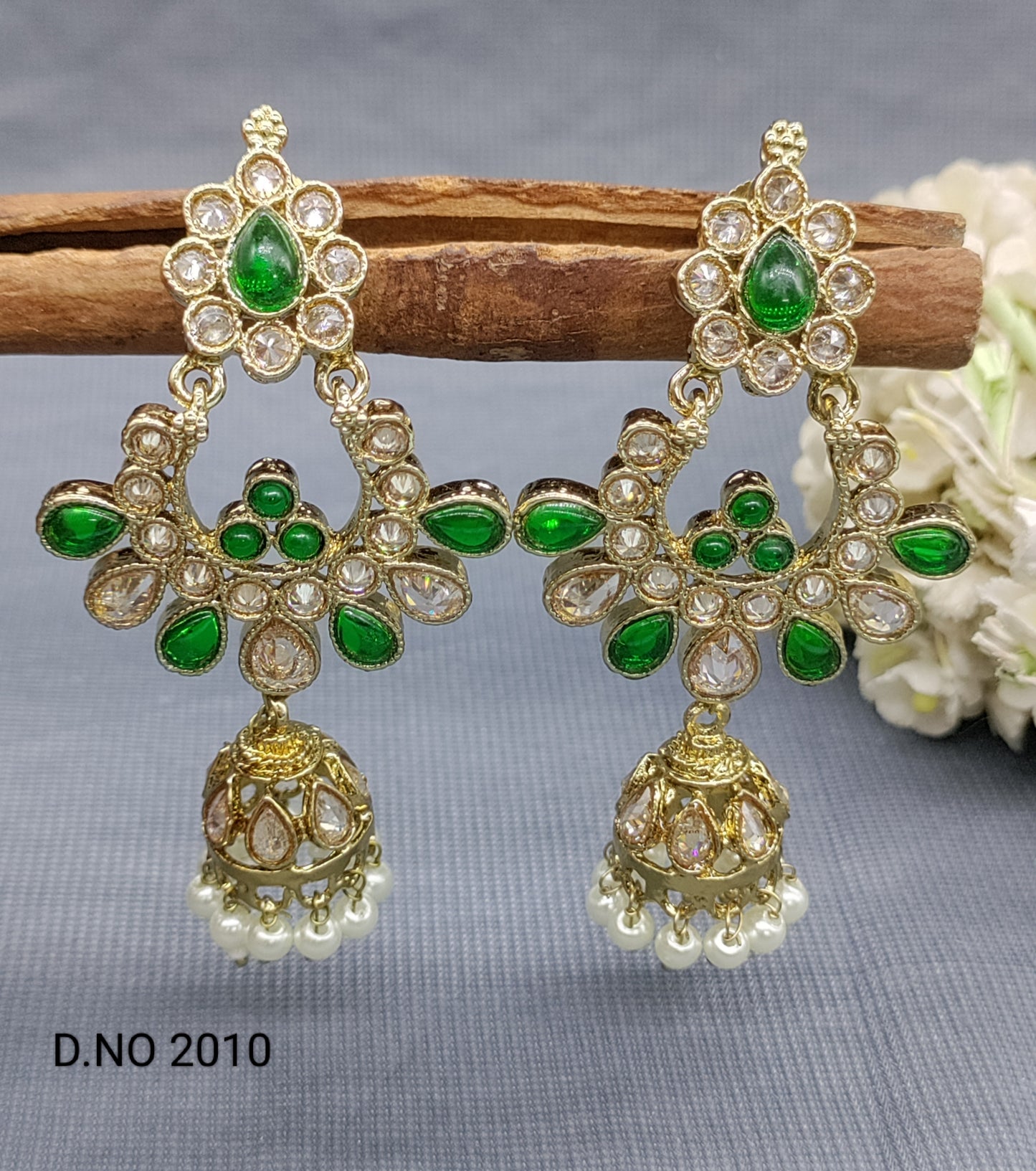 Polki Mehandi Jumki Earring Sku 2010 rchiecreation