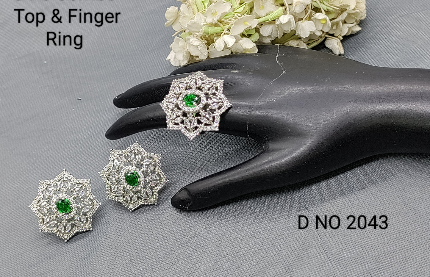 Cz Ad Rodium Tops & Finger Ring Sku 2043 rchiecreation