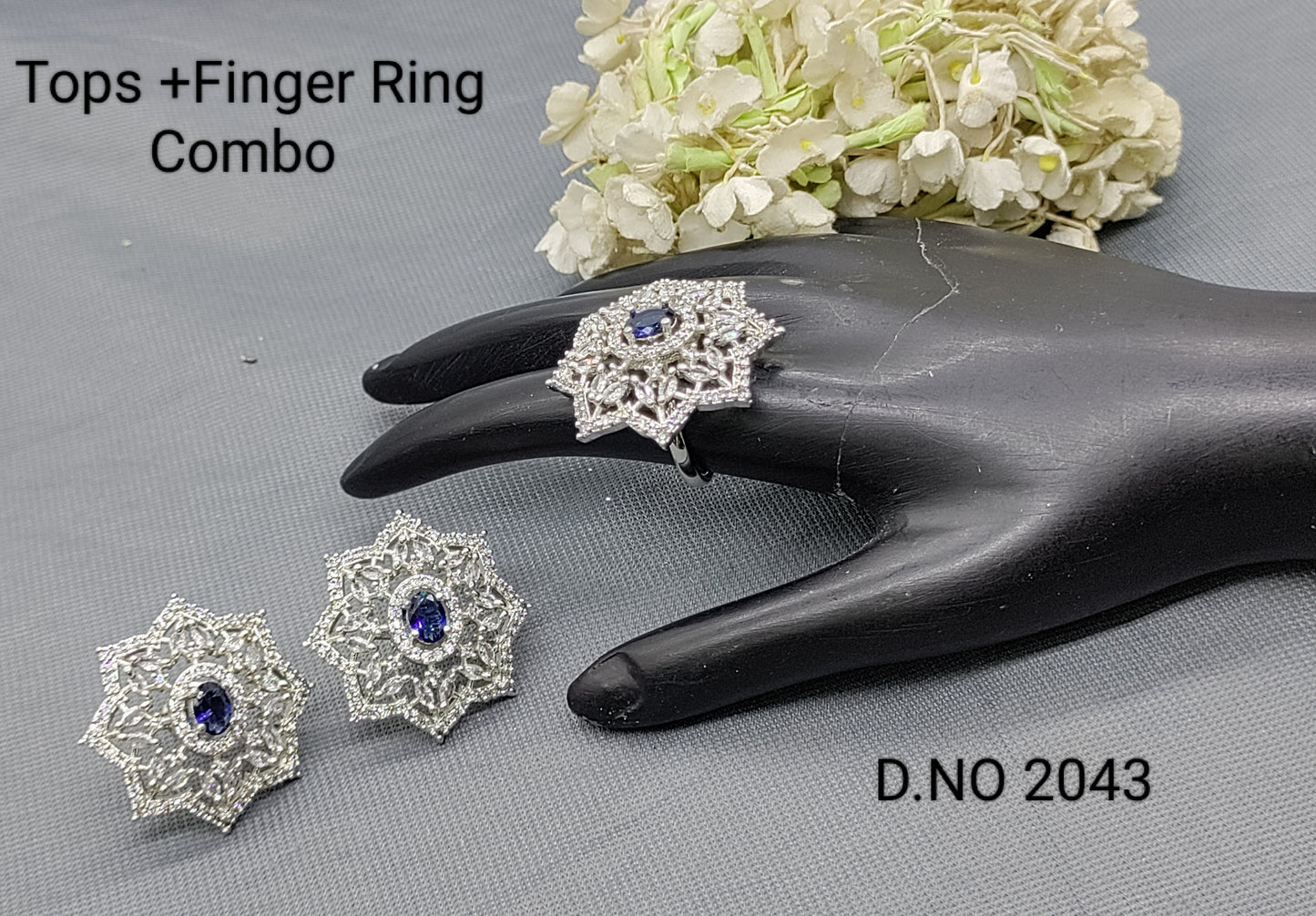 Cz Ad Rodium Tops & Finger Ring Sku 2043 rchiecreation