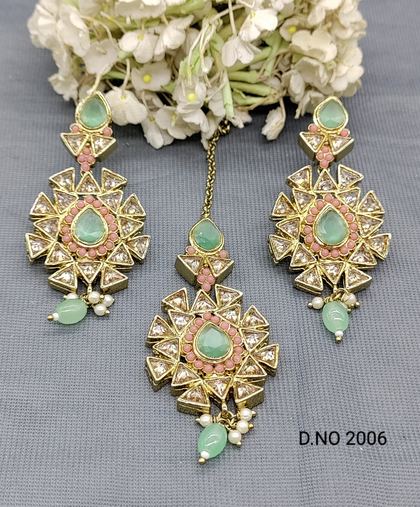 Polki Mehandi Earring & Tica Sku 2006 rchiecreation