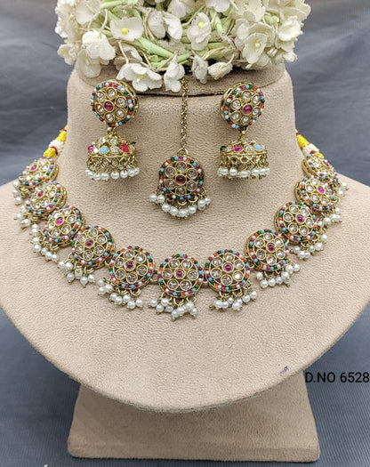 Polki Mehandi Necklace Set Sku 6528 rchiecreation