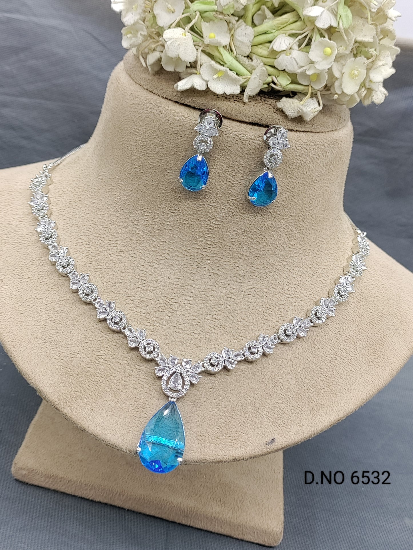 Cz Ad Rodium Necklace Set Sku 6532 rchiecreation