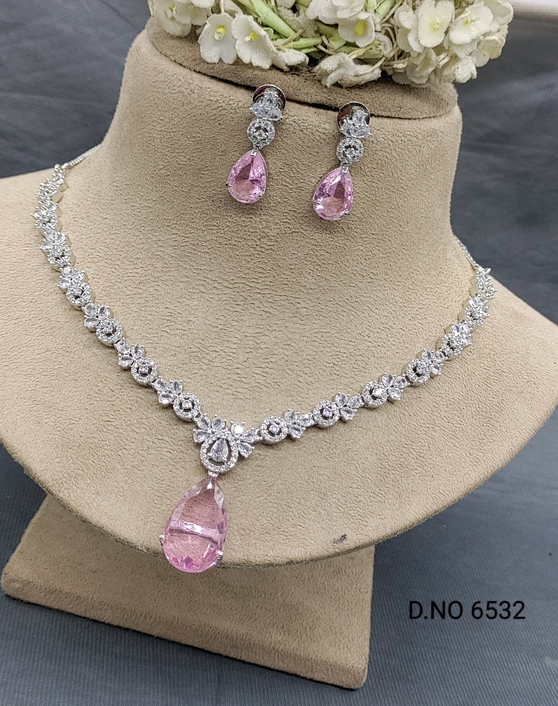 Cz Ad Rodium Necklace Set Sku 6532 rchiecreation