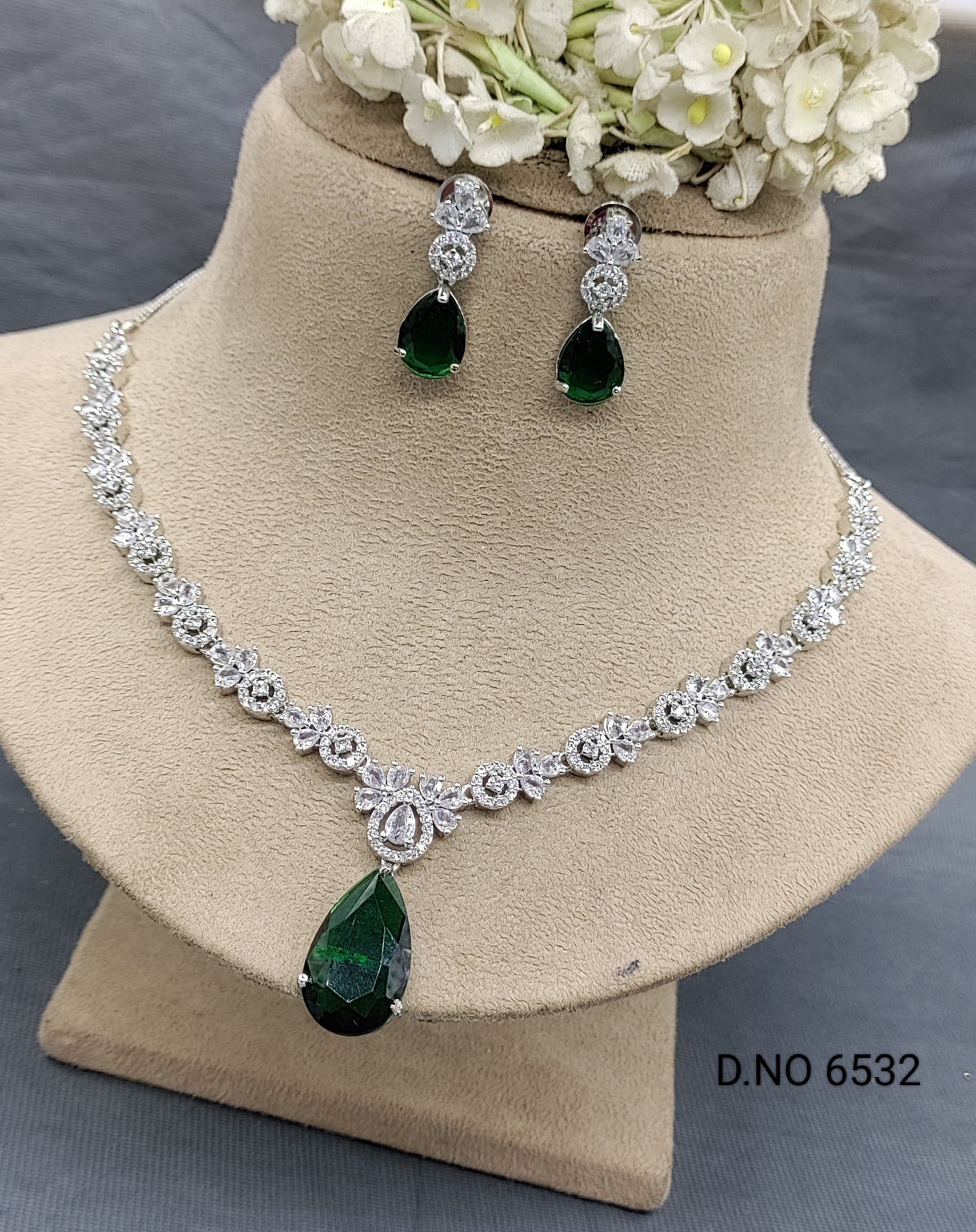 Cz Ad Rodium Necklace Set Sku 6532 rchiecreation