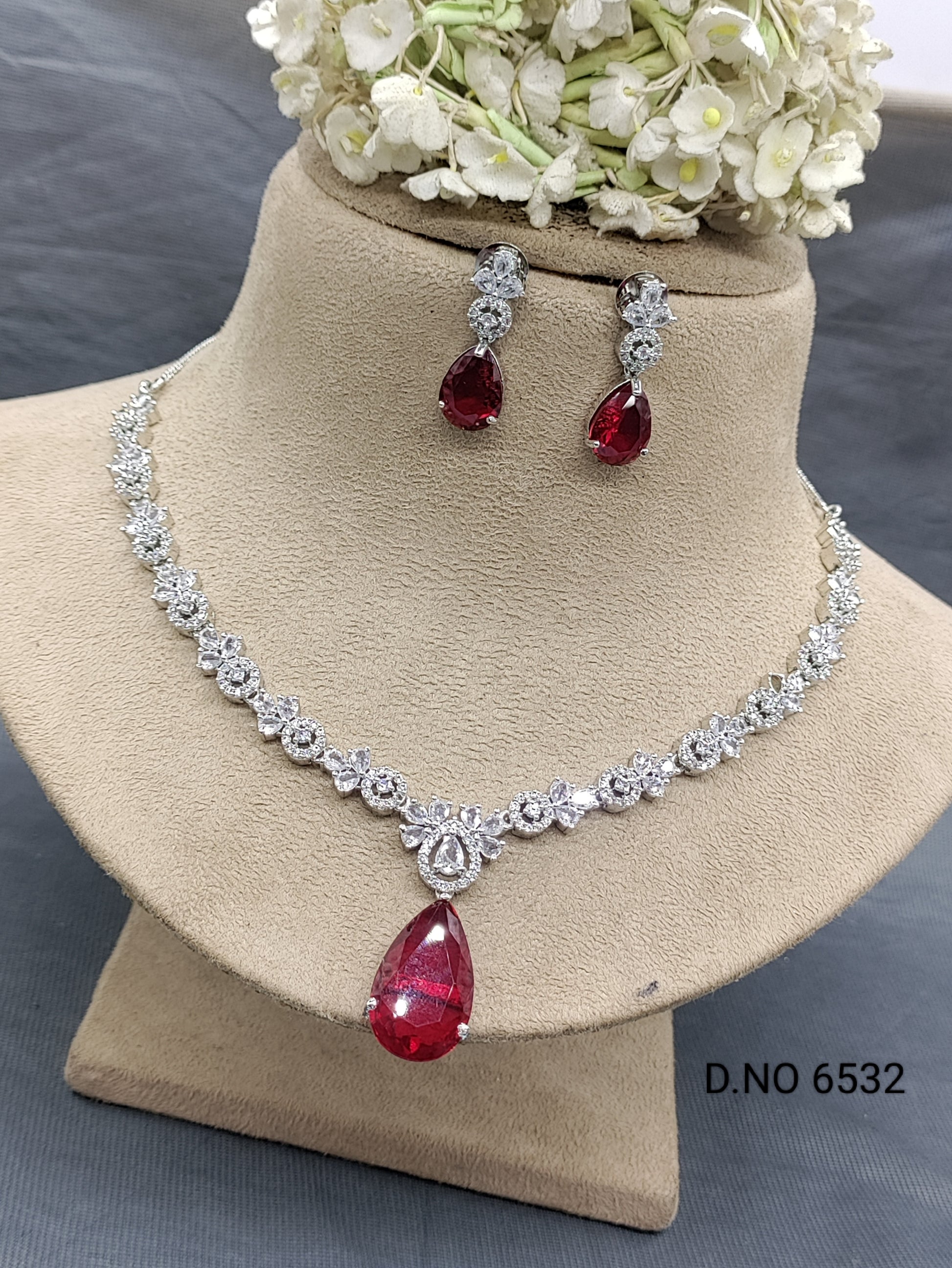 Cz Ad Rodium Necklace Set Sku 6532 rchiecreation