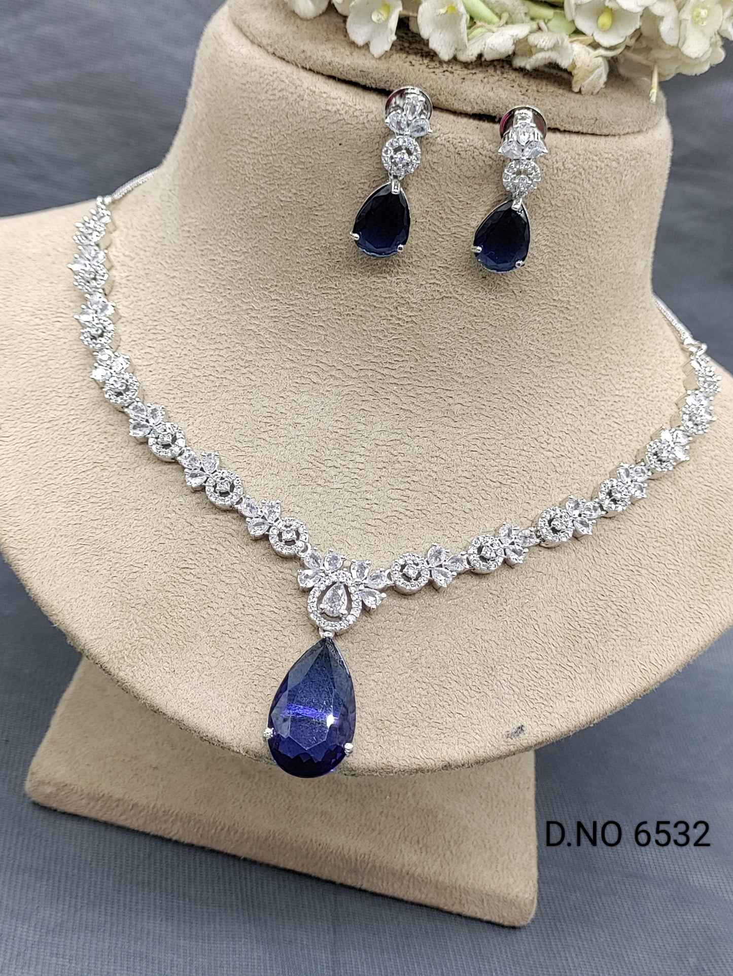 Cz Ad Rodium Necklace Set Sku 6532 rchiecreation