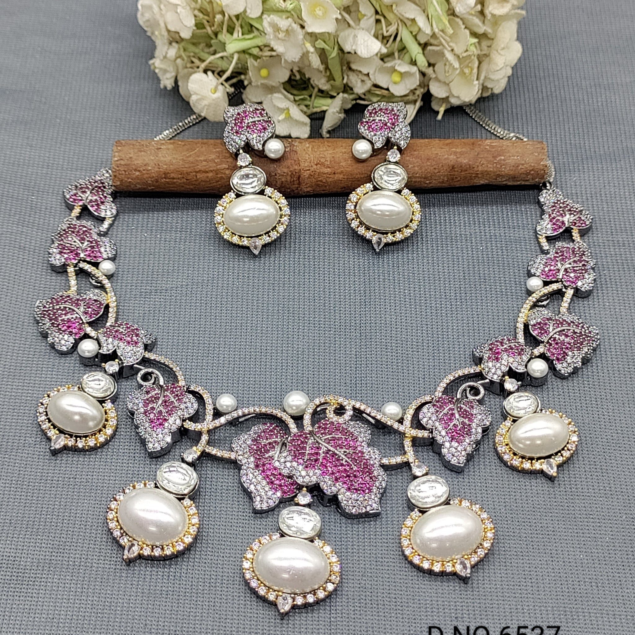 Cz Ad Victorian Necklace Set Sku 6537 rchiecreation