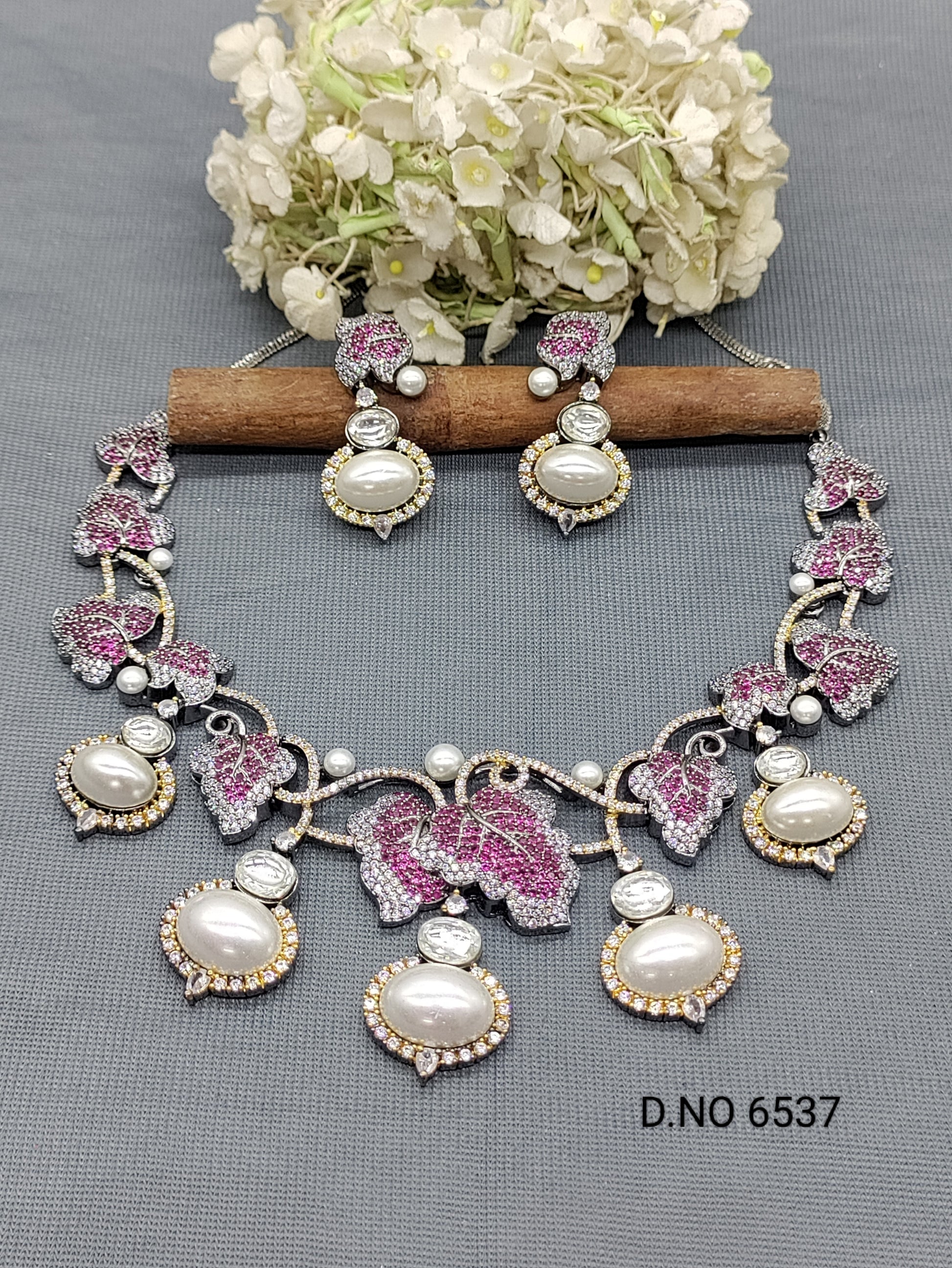 Cz Ad Victorian Necklace Set Sku 6537 rchiecreation