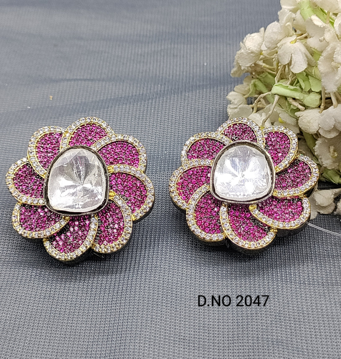 Cz Ad Victorian Tops & Stud Earring Sku 2047 rchiecreation