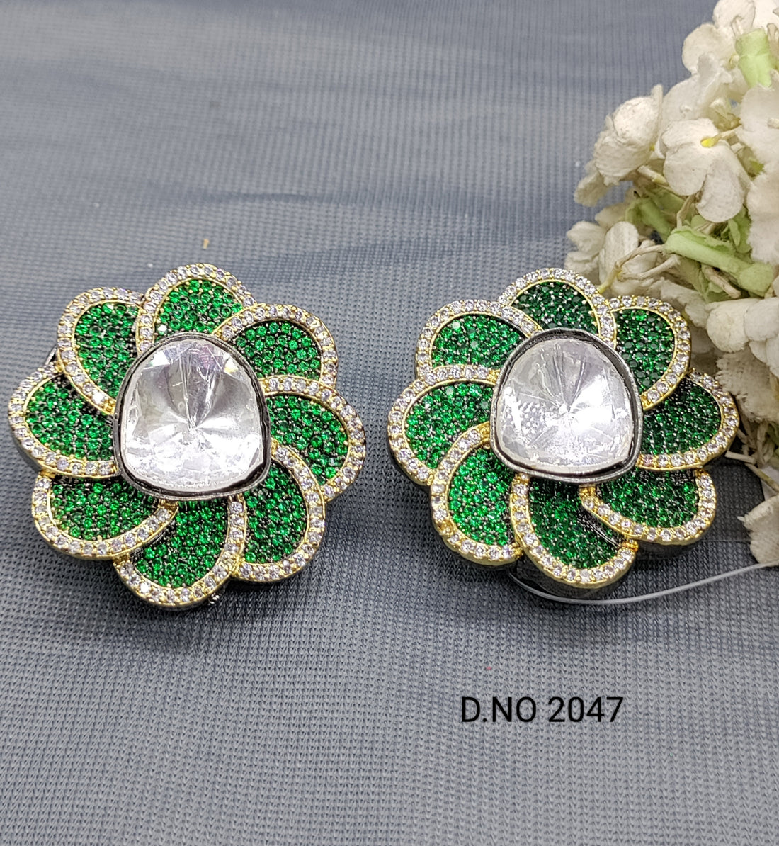 Cz Ad Victorian Tops & Stud Earring Sku 2047 rchiecreation